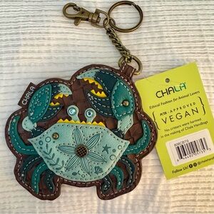 Chala Teal Crab Key FOB Coin Purse NWT